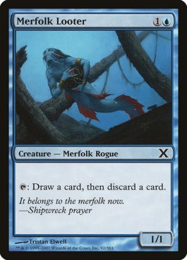 naokuroshop MTG [10E][092][青][C][EN][マーフォークの物あさり/Merfolk Looter] NM