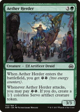 naokuroshop MTG [AER][102][緑][C][EN][霊気運用者/Aether Herder] NM