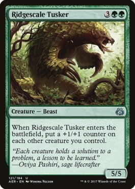 naokuroshop MTG [AER][121][緑][U][EN][起伏鱗の大牙獣/Ridgescale Tusker] NM