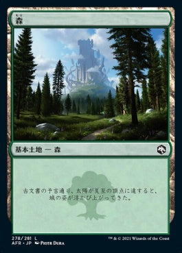 naokuroshop MTG [AFR][278][土地][C][JP][森/Forest]（foil） NM