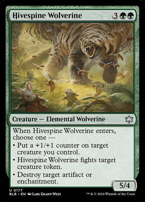 naokuroshop MTG [BLB][0177][緑][U][EN][巣背骨のクズリ/Hivespine Wolverine]（foil） NM