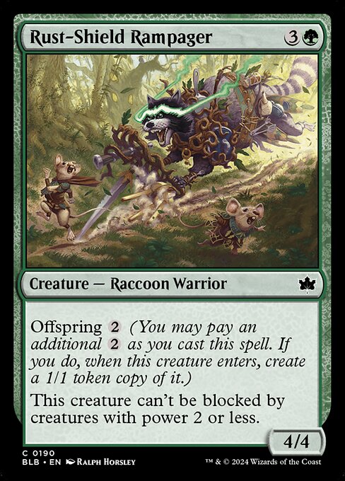 naokuroshop MTG [BLB][0190][緑][C][EN][錆び盾の暴行者/Rust-Shield Rampager]（foil） NM