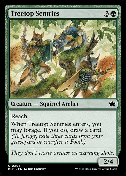 naokuroshop MTG [BLB][0201][緑][C][EN][樹上の哨兵/Treetop Sentries]（foil） NM