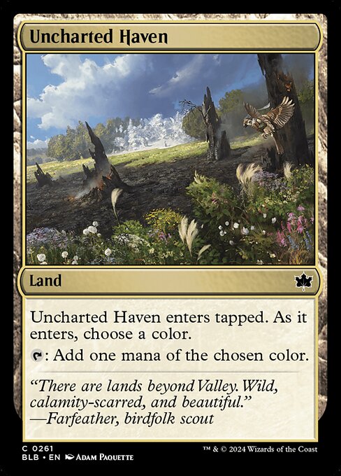 naokuroshop MTG [BLB][0261][土地][C][EN][未知なる安息地/Uncharted Haven]（foil） NM