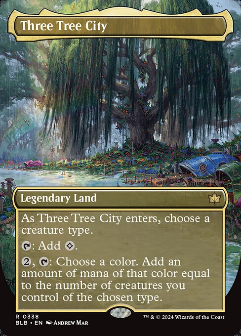 naokuroshop MTG [BLB][0338][土地][R][EN][三本木市/Three Tree City]（foil） NM