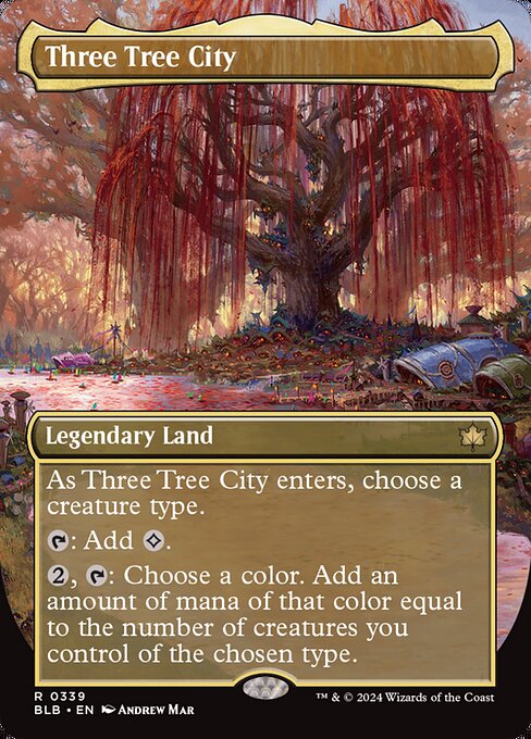 naokuroshop MTG [BLB][0339][土地][R][EN][三本木市/Three Tree City]（foil） NM