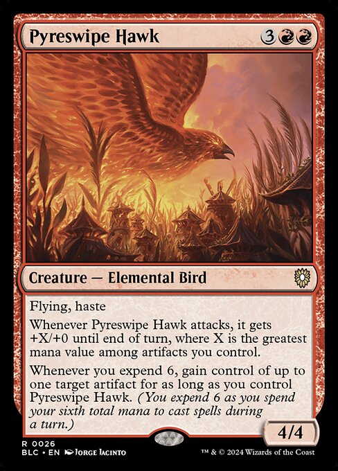 naokuroshop MTG [BLC][0026][赤][R][EN][火掻き鷹/Pyreswipe Hawk] NM