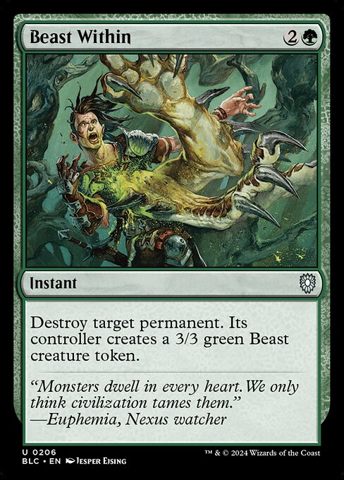 naokuroshop MTG [BLC][0206][緑][U][EN][内にいる獣/Beast Within] NM