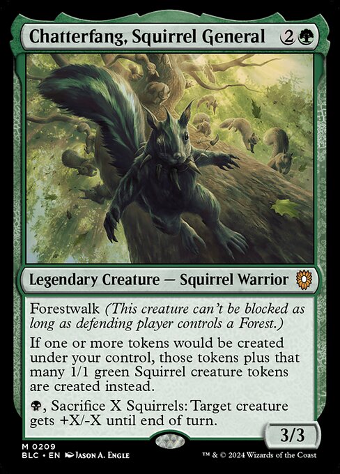 naokuroshop MTG [BLC][0209][緑][M][EN][リスの将軍、サワギバ/Chatterfang, Squirrel General] NM