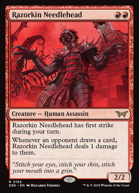 naokuroshop MTG [DSK][0153][赤][R][EN][剃刀族の棘頭/Razorkin Needlehead]（foil） NM