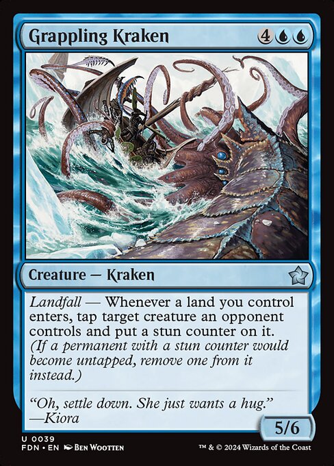 naokuroshop MTG [FDN][0039][青][U][EN][絡みつくクラーケン/Grappling Kraken] NM