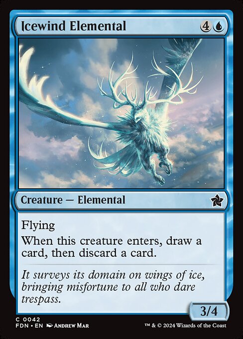 naokuroshop MTG [FDN][0042][青][C][EN][氷風の精霊/Icewind Elemental]（foil） NM