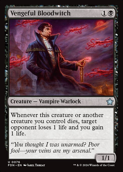 naokuroshop MTG [FDN][0076][黒][U][EN][復讐に燃えた血術師/Vengeful Bloodwitch]（foil） NM