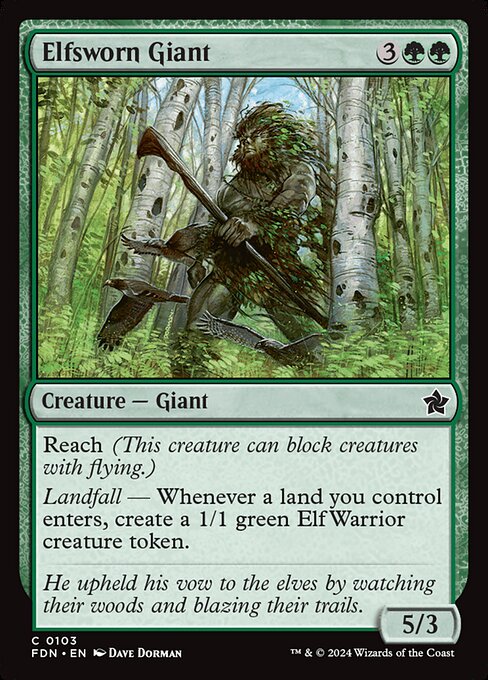 naokuroshop MTG [FDN][0103][緑][C][EN][エルフ誓いの巨人/Elfsworn Giant]（foil） NM