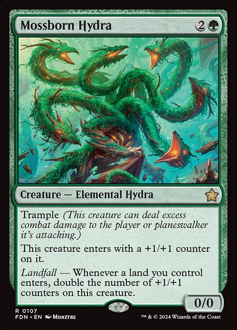 naokuroshop MTG [FDN][0107][緑][R][EN][苔生まれのハイドラ/Mossborn Hydra]（foil） NM