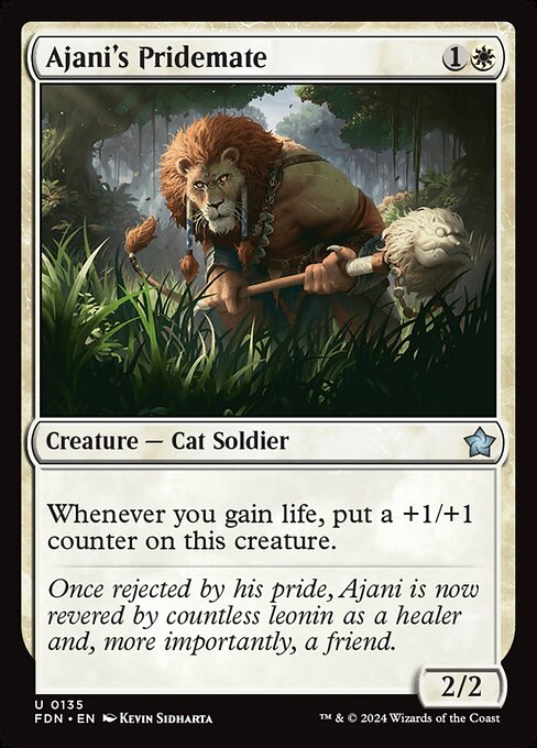 naokuroshop MTG [FDN][0135][白][U][EN][アジャニの群れ仲間/Ajani's Pridemate] NM