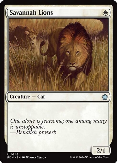 naokuroshop MTG [FDN][0146][白][U][EN][サバンナ・ライオン/Savannah Lions]（foil） NM