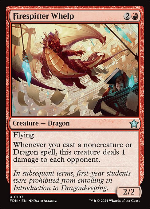 naokuroshop MTG [FDN][0197][赤][U][EN][炎吐きの仔竜/Firespitter Whelp]（foil） NM