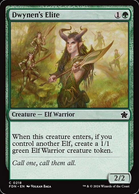 naokuroshop MTG [FDN][0218][緑][C][EN][ドゥイネンの精鋭/Dwynen's Elite]（foil） NM