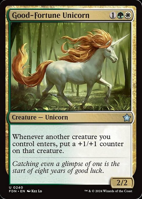 naokuroshop MTG [FDN][0240][多][U][EN][吉兆の一角獣/Good-Fortune Unicorn]（foil） NM