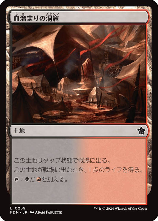 naokuroshop MTG [FDN][0259][土地][C][JP][血溜まりの洞窟/Bloodfell Caves]（foil） NM