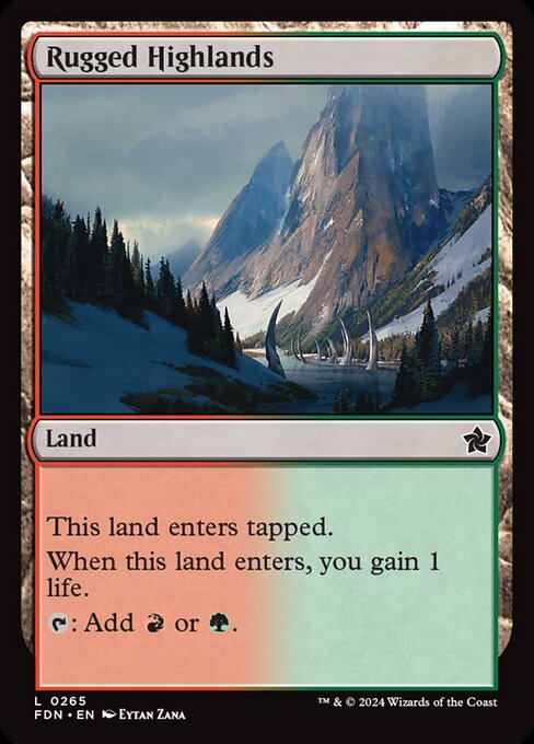 naokuroshop MTG [FDN][0265][土地][C][EN][岩だらけの高地/Rugged Highlands]（foil） NM