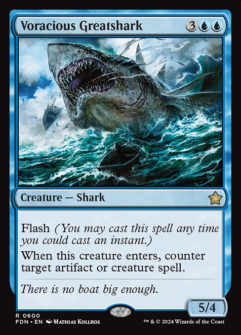 naokuroshop MTG [FDN][0600][青][R][EN][大食の巨大鮫/Voracious Greatshark] NM