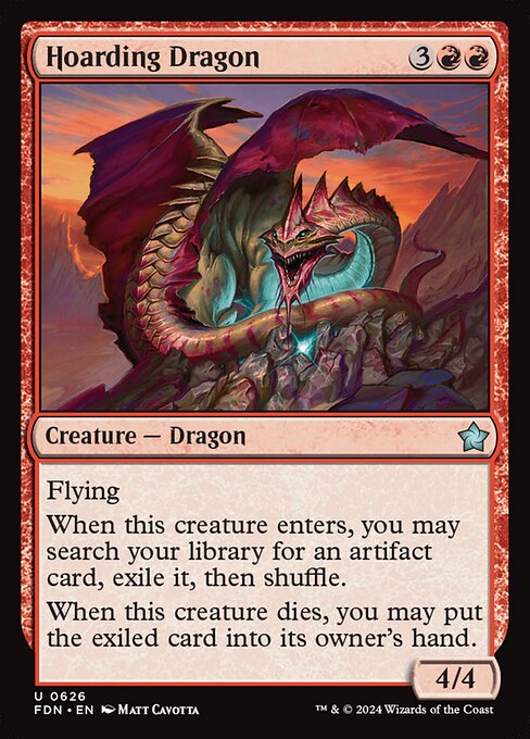 naokuroshop MTG [FDN][0626][赤][U][EN][溜め込むドラゴン/Hoarding Dragon] NM