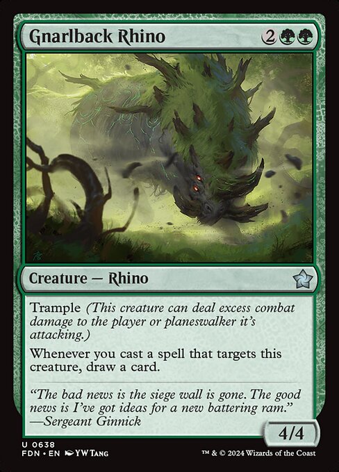 naokuroshop MTG [FDN][0638][緑][U][EN][節くれ背のサイ/Gnarlback Rhino] NM