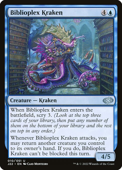 naokuroshop MTG [J22][010][青][U][EN][大図書棟のクラーケン/Biblioplex Kraken] NM