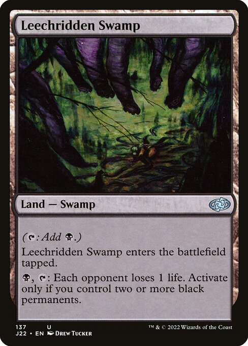 naokuroshop MTG [J22][137][土地][U][EN][ヒル溜りの沼/Leechridden Swamp] NM