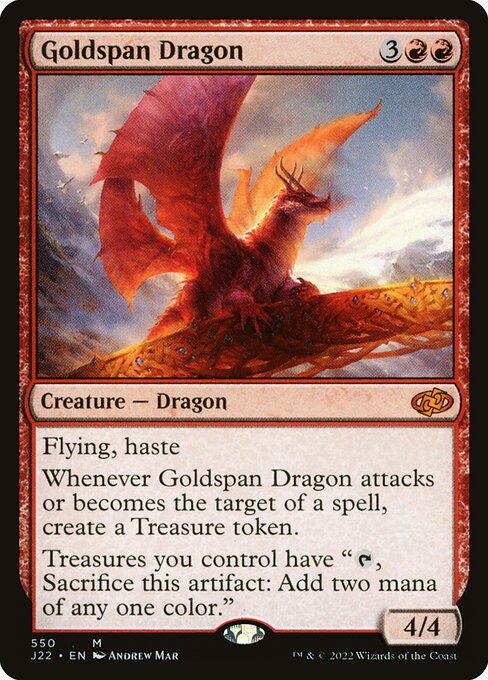 naokuroshop MTG [J22][550][赤][M][EN][黄金架のドラゴン/Goldspan Dragon] NM