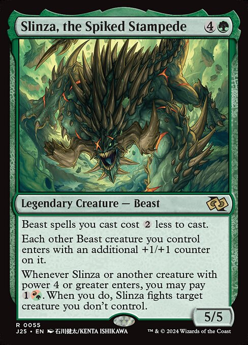 naokuroshop MTG [J25][0055][緑][R][EN][棘持つ暴走者、スリンザ/Slinza, the Spiked Stampede] NM