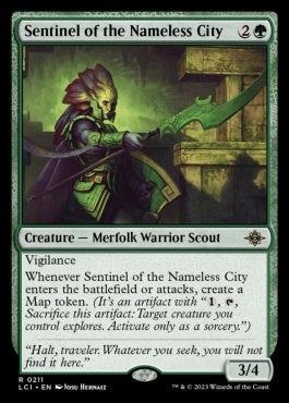 naokuroshop MTG [LCI][0211][緑][R][EN][名もなき都市の歩哨/Sentinel of the Nameless City]（foil） NM