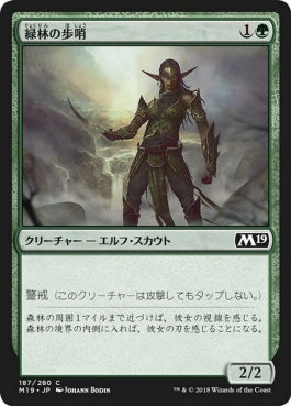 naokuroshop MTG [M19][187][緑][C][JP][緑林の歩哨/Greenwood Sentinel] NM