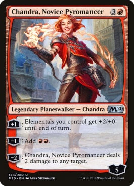 naokuroshop MTG [M20][128][赤][U][EN][新米紅蓮術師、チャンドラ/Chandra, Novice Pyromancer] NM