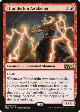 naokuroshop MTG [M20][162][赤][R][EN][雷族の呼び覚まし/Thunderkin Awakener] NM