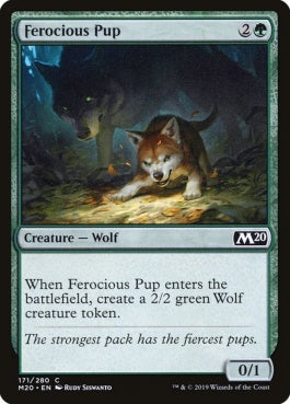 naokuroshop MTG [M20][171][緑][C][EN][獰猛な仔狼/Ferocious Pup] NM