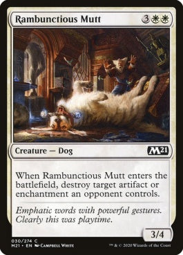 naokuroshop MTG [M21][030][白][C][EN][やんちゃな犬/Rambunctious Mutt] NM