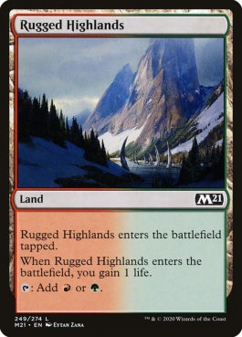 naokuroshop MTG [M21][249][土地][C][EN][岩だらけの高地/Rugged Highlands] NM