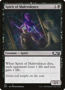 naokuroshop MTG [M21][331][黒][C][EN][悪意の霊魂/Spirit of Malevolence] NM