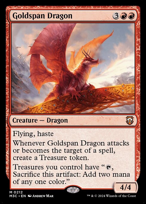 naokuroshop MTG [M3C][0212][赤][M][EN][黄金架のドラゴン/Goldspan Dragon] NM