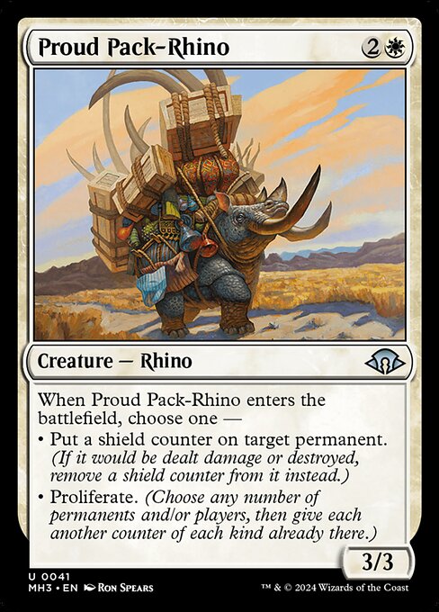 naokuroshop MTG [MH3][0041][白][U][EN][得意げな荷サイ/Proud Pack-Rhino] NM