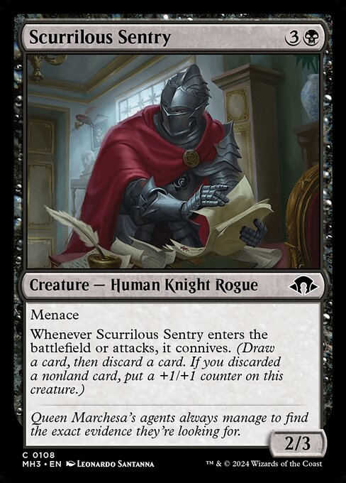 naokuroshop MTG [MH3][0108][黒][C][EN][下卑た哨兵/Scurrilous Sentry] NM