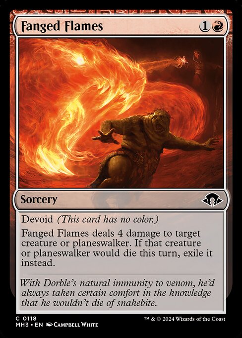 naokuroshop MTG [MH3][0118][赤][C][EN][牙持つ炎/Fanged Flames]（foil） NM