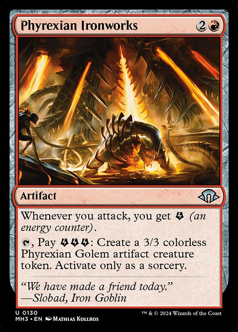 naokuroshop MTG [MH3][0130][赤][U][EN][ファイレクシアの鉄工所/Phyrexian Ironworks]（foil） NM