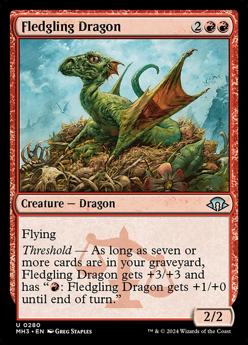 naokuroshop MTG [MH3][0280][赤][U][EN][巣立つドラゴン/Fledgling Dragon]（foil） NM