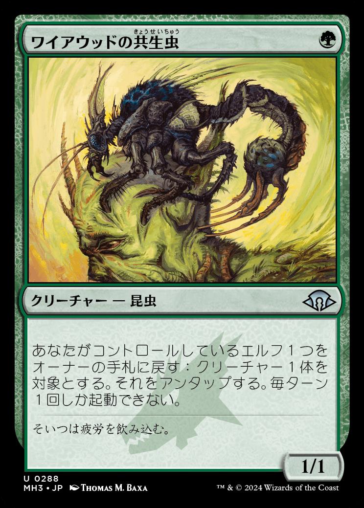 naokuroshop MTG [MH3][0288][緑][U][JP][ワイアウッドの共生虫/Wirewood Symbiote]（foil） NM