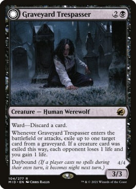 naokuroshop MTG [MID][104][黒][R][EN][墓地の侵入者/Graveyard Trespasser]（foil） NM