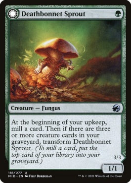 naokuroshop MTG [MID][181][緑][U][EN][シボウタケの若芽/Deathbonnet Sprout]（foil） NM